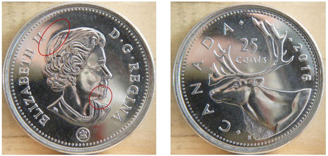 25 Cents 2016-Accumulation  sur effigie-1.JPG