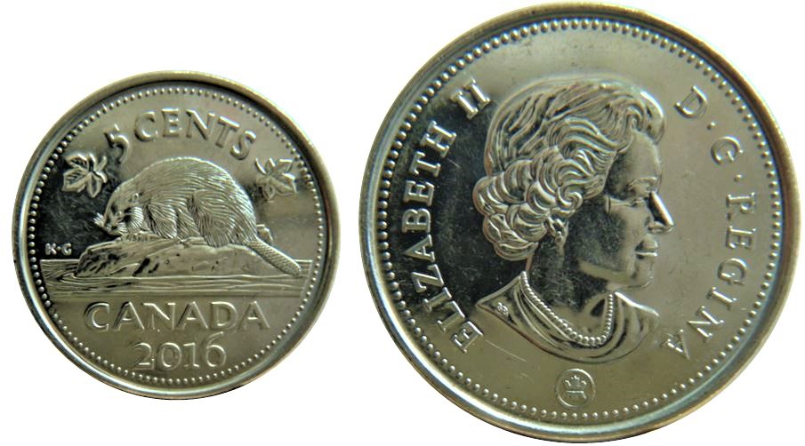 5 Cents 2016-Éclat du coin sur la tête de effigie-1.JPG