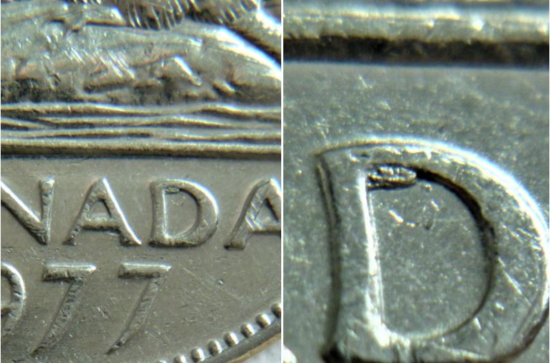 5 Cents 1977-Éclat coin dans D de canaDa-1.JPG