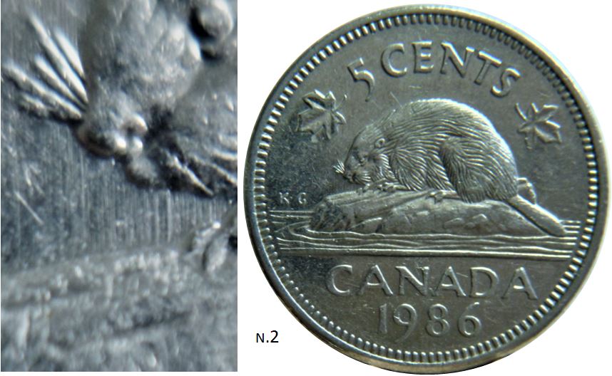 5 Cents 1986-Polisage excésif sous le nez du castor-4.JPG
