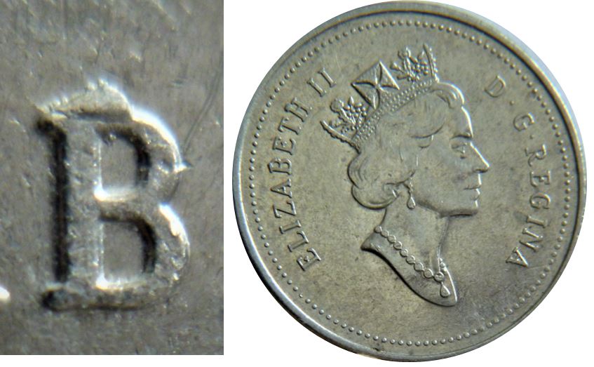 5 Cents 2000-Éclat coin sur B elizaBeth-Éclat devant la buche-2.JPG