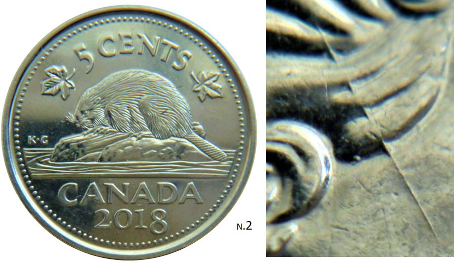 5 Cents 2018-Dommage du coin dans les cheveux de effigie-1.JPG