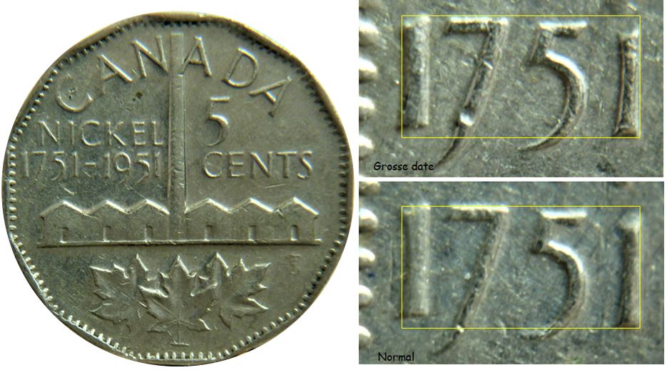 5 Cents 1951Comm.-Grosse date-Double avers-Le R de geoRgivs obturé-1.JPG