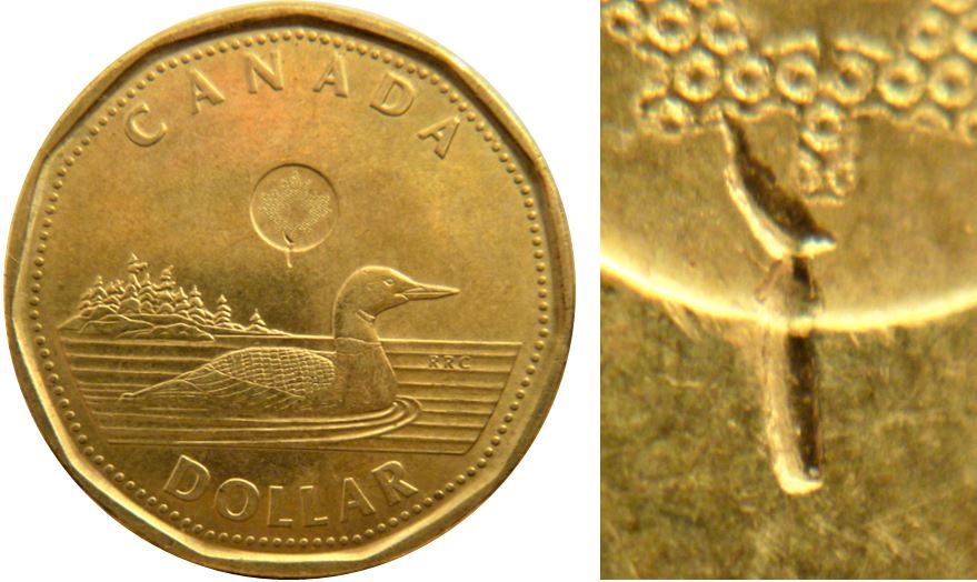 1 Dollar 2021-Frappe à travers sur logo de la feuille-2.JPG