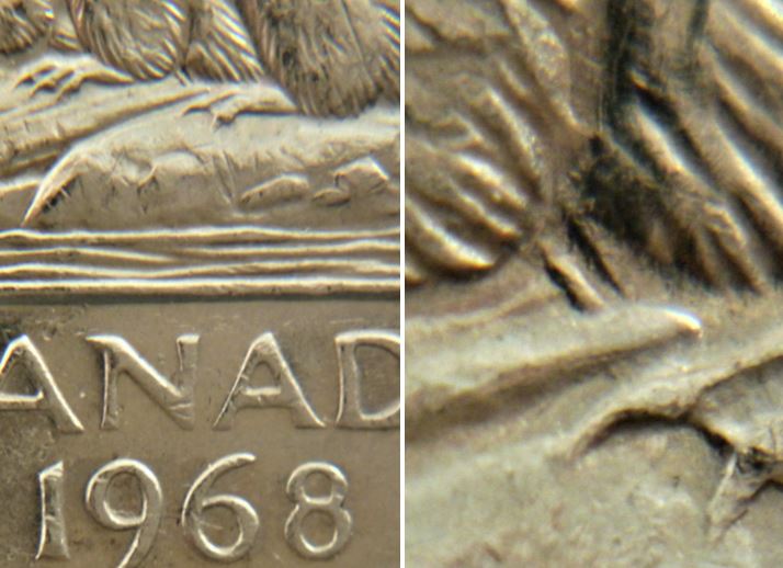 5 Cents 1968-Éclat coin à l'abdomen du castor-2.JPG