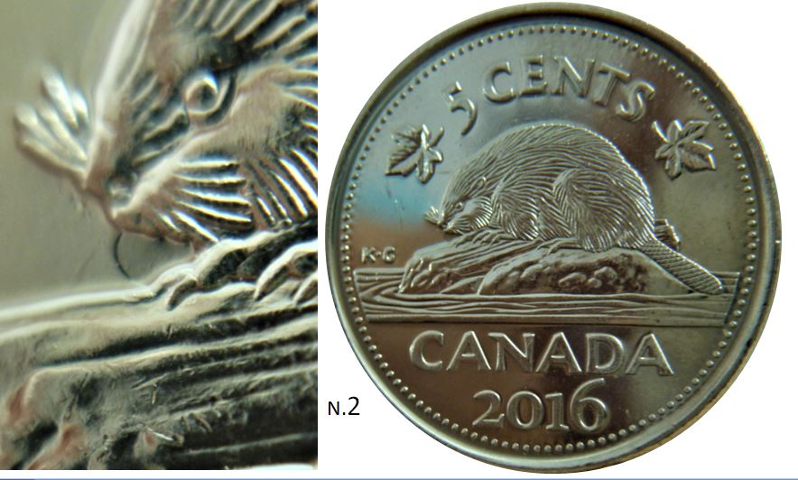 5 Cents 2016-Coin entrechoqué bouche du castor-n.2.JPG