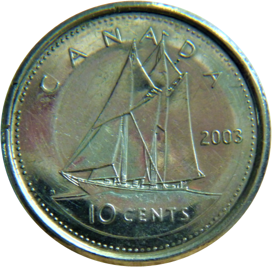 10 Cents 2003p-Le centre du revers est Concave-La centre du avers est Bombée-1.png