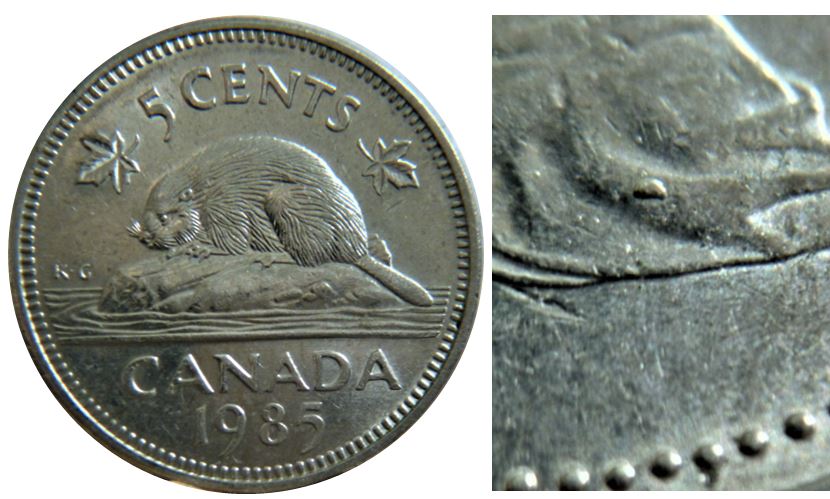5 Cents 1985-Éclat coin a la base de effigie-,1.JPG