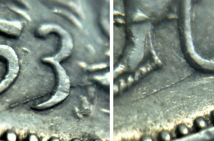 50 Cents 1953 NSF petite date-Coin fendillé a travers le 3 de la date-3.JPG