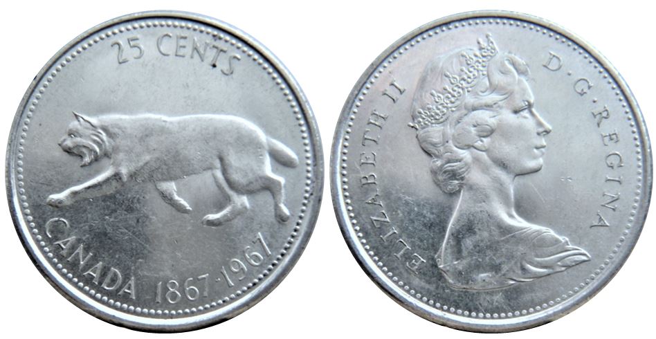 25 Cents 1967-Légère rotation +Accumulation à la bas de effigie-1.JPG