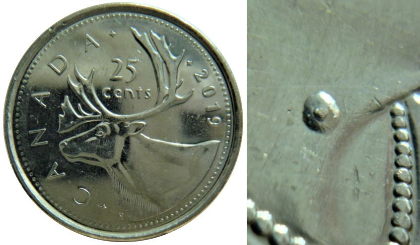 25 Cents 2019-Éclat coin dans le cou de effigie-1.JPG