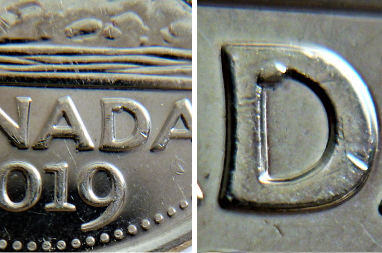 5 Cents 2019-Éclat coin dans le D de canaDa-1.JPG