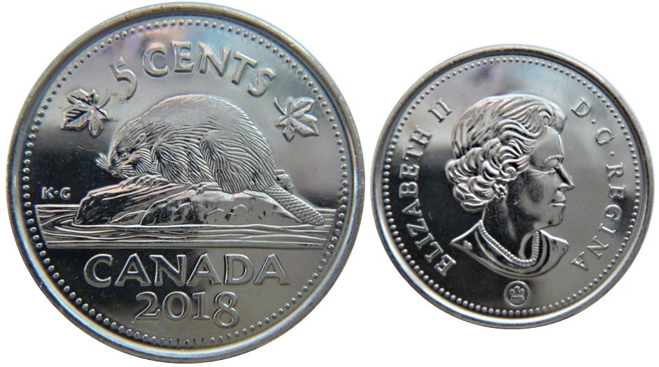 5 Cents 2018-Coin obturé sur dos du castor-1.JPG