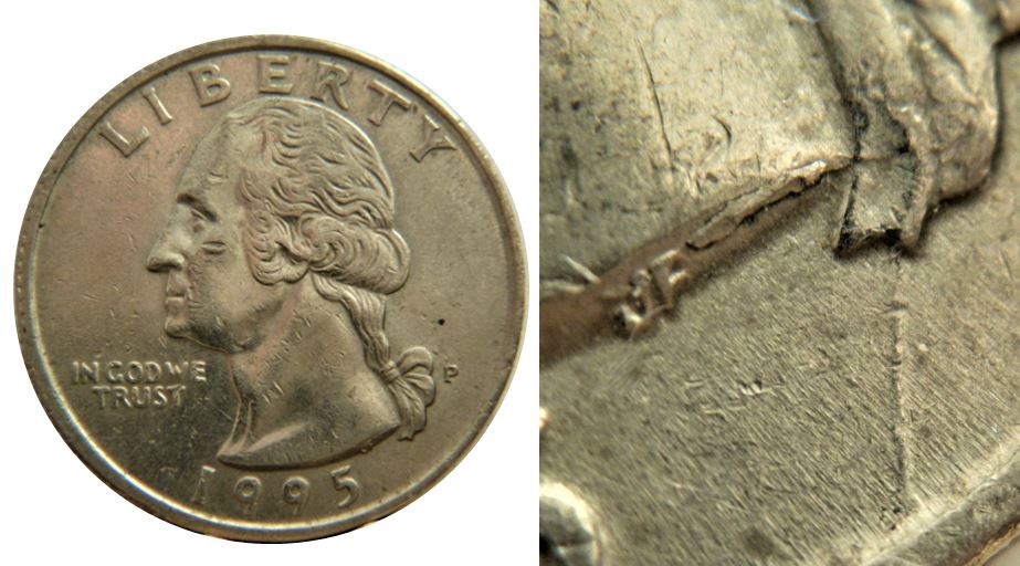25 Cents USA-1995P-Coin fendillé Avers et Revers-1.JPG