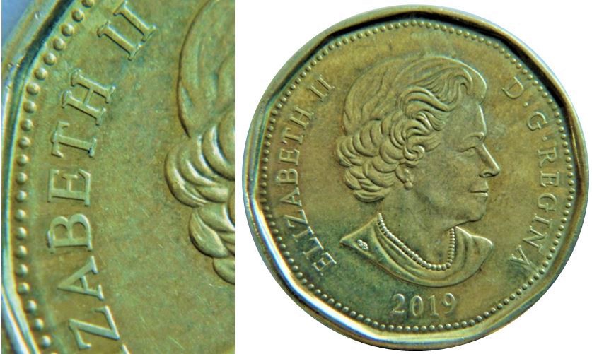 1 Dollar 2019-Éclat coin sur Z B T H II de eliZaBeTH II-1.JPG