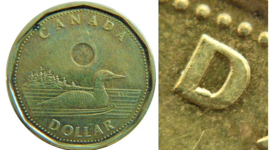1 Dollar 2016-Éclat coin dans le D de canaDa-2.JPG
