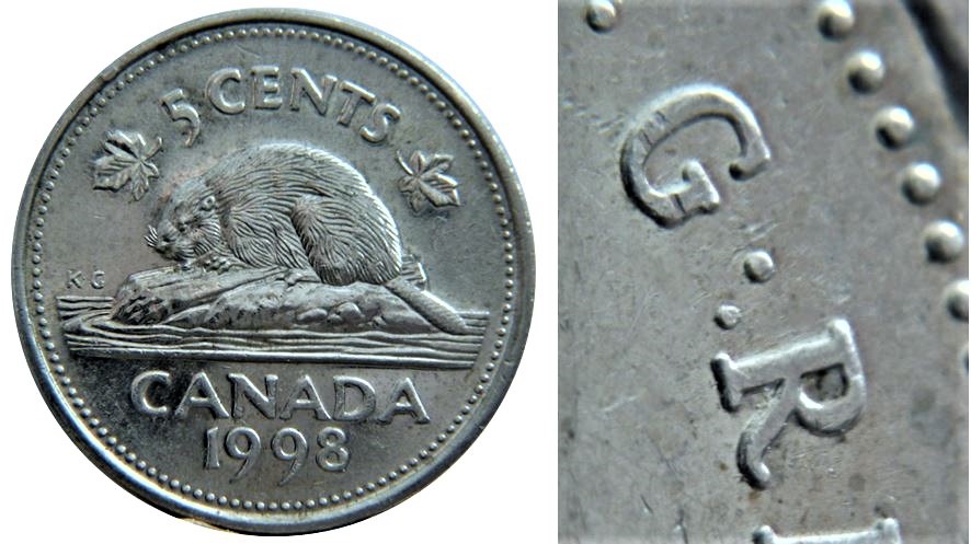 5 Cents 1998-Un point sous le point de R . Regina-1.JPG