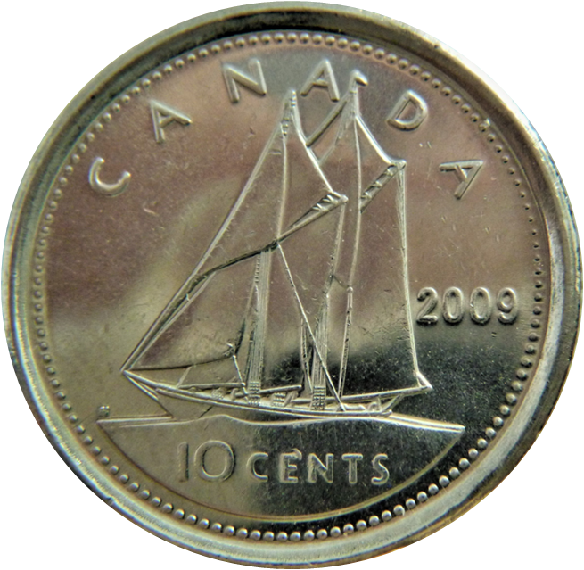 10 Cents 2009-Large dommage sur le voilier et la voile et un éclat coin se cacher sous la voile-1.png