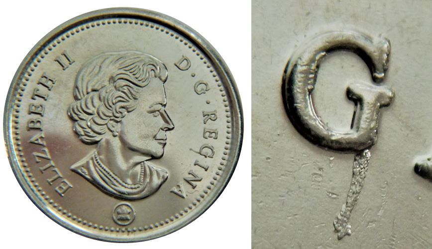 10 Cents 2016-Accumulation ou dépôt de métal sur G de reGina-2.JPG