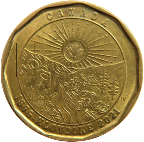 1 Dollar 2021 Klondike-Coin fendillé au dessus  bois du caribou-1.png