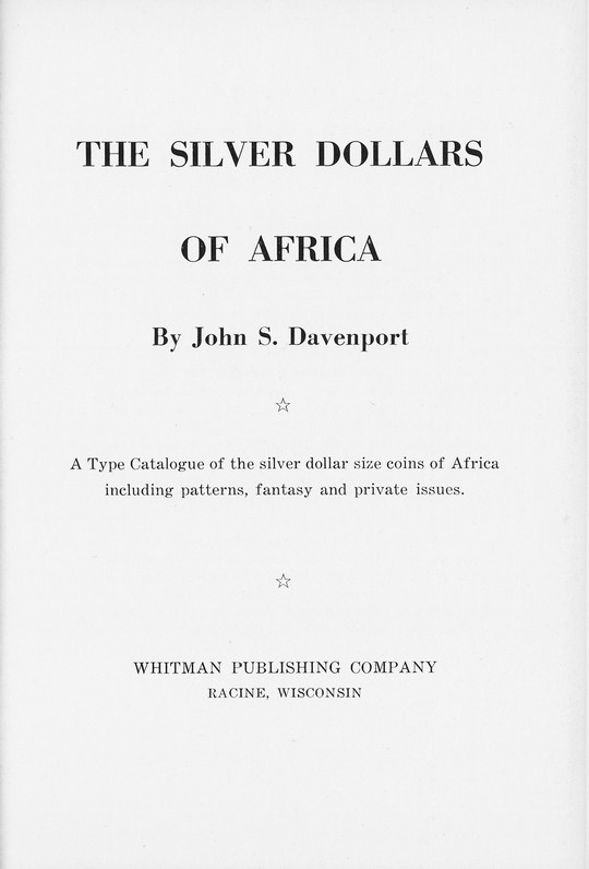 À Vendre - Livre The Silver Dollars of Africa (John S. Davenport - 1959) - 2.jpg