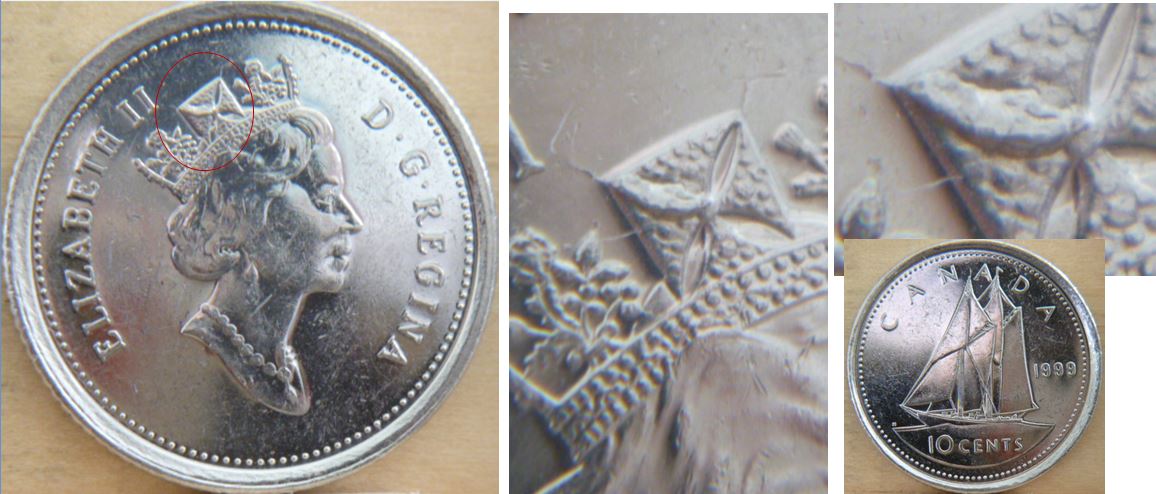 10 Cents 1999-Éclat de coin dans la couronne.JPG