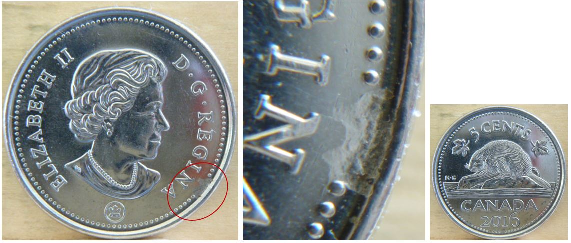 5 Cents 2016- Frappe a travers graisse au dessus regina.JPG