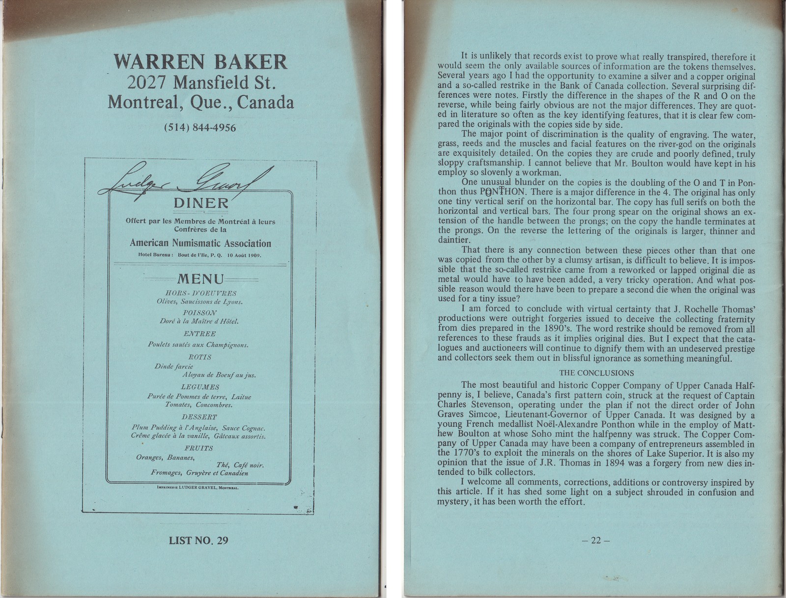 À Vendre - Catalogue Warren Baker #29 - Cover.jpg