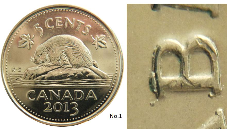 5 Cents 2013-Éclat coin sur B elizaBeth-No.1,.JPG