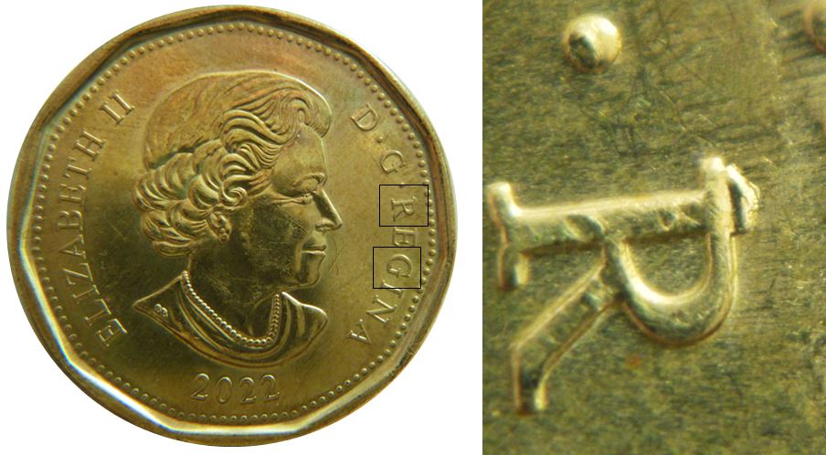 1 Dollar 2022-Éclat coin sur R et un dans G de ReGina-1.JPG