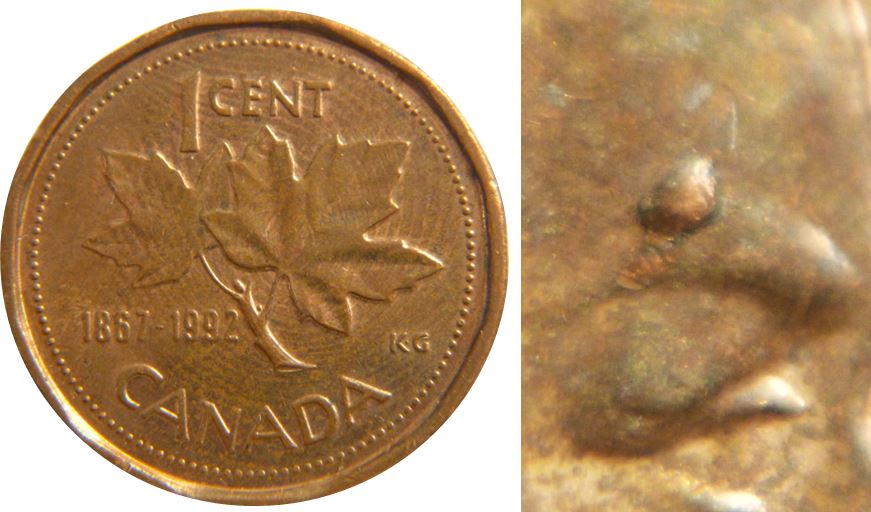 1 Cent 1867-1992-Éclat coin sur la sourcil effigie-1.JPG