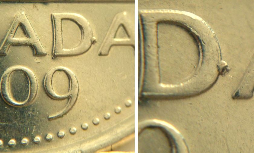 5 Cents 2009-Éclat coin devant le D de canaDa-3.JPG