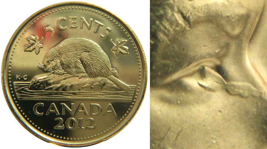 5 Cents 2012-Défaut de laminage a l'oeil de effigie-1.JPG