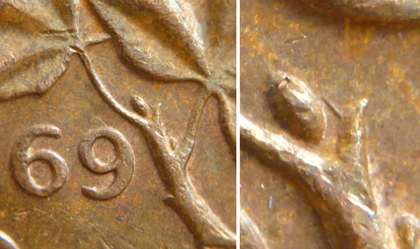 1 Cent 1969-Épine près du bourgeon-dommage-2.JPG