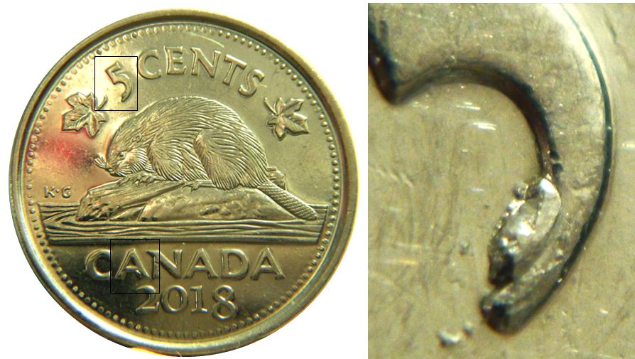 5 Cents 2018-Éclat coin dans 5 et sous A de cAnada-1,.JPG