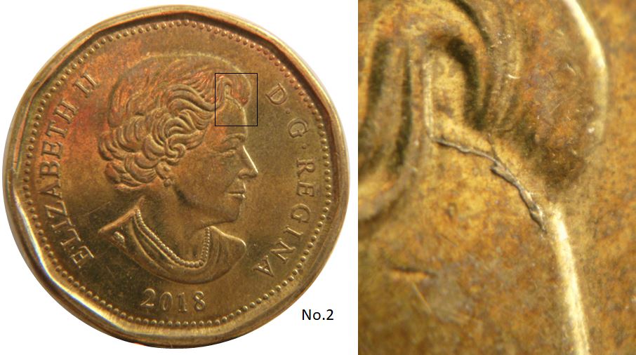 1 Dollar 2018-Éclat coin sur le front-No.2,.JPG