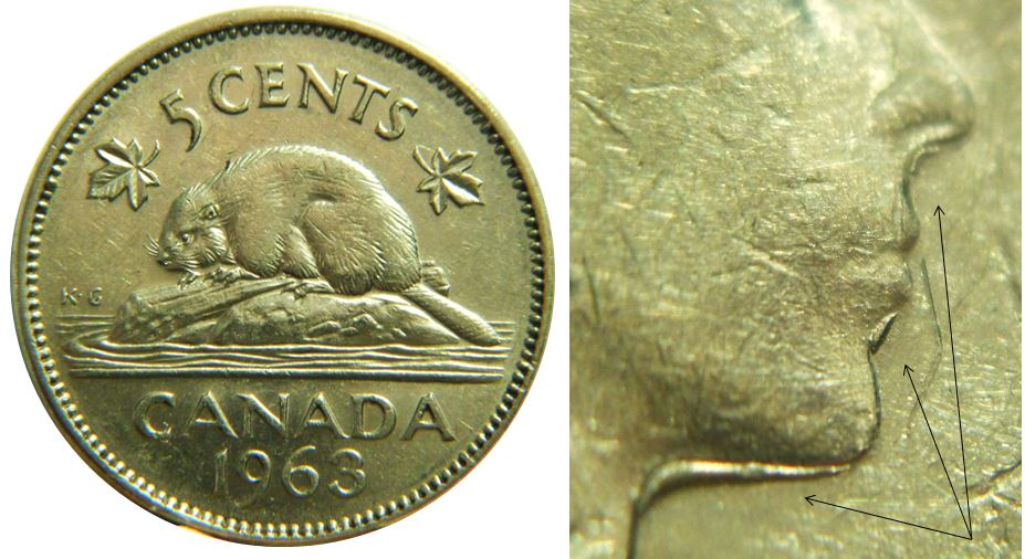5 Cents 1963-Accumulation au visage de effigie-1.JPG