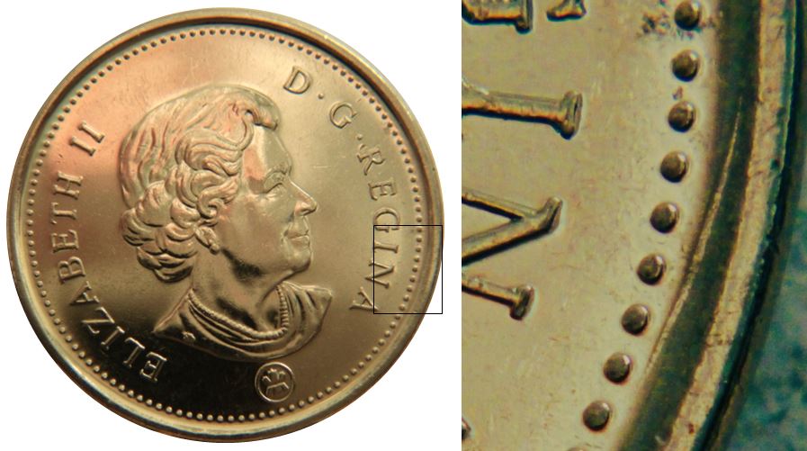 5 Cents 2011-Dommage du coin au dessus de IN de regINa-No.1.JPG