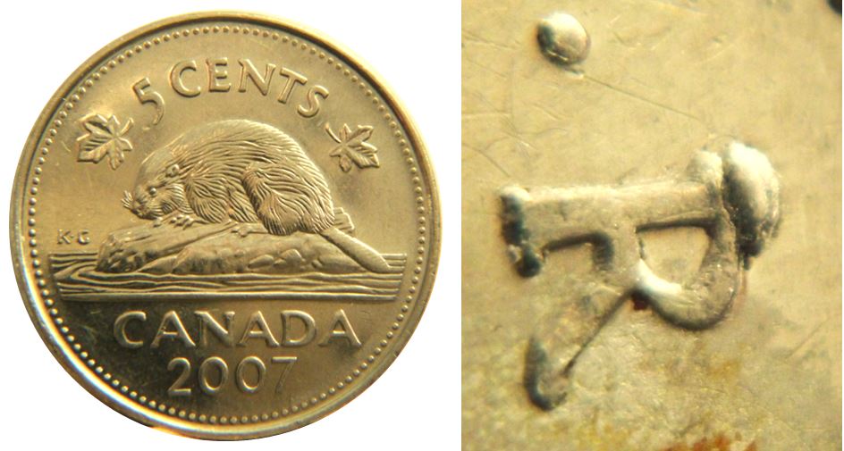 5 Cents 2007-Éclat coin sur R de Regina-1.JPG