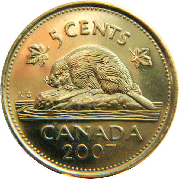 5 Cents 2007-Belle égratignure sur fesse du castor-1.png