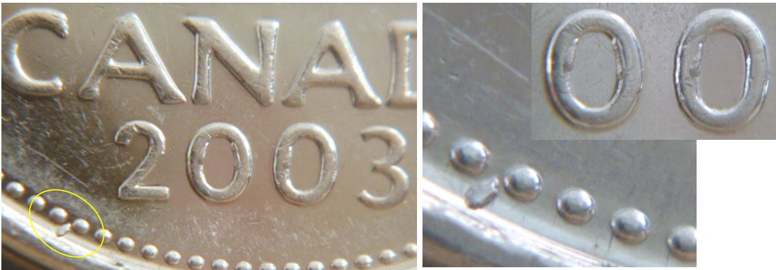 5 Cents 2003P- Accumulation sur date et le listel.JPG