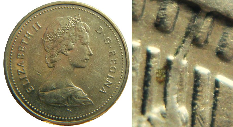 5 Cents 1985-Coin fendillé à la queue du castor-No.2.JPG