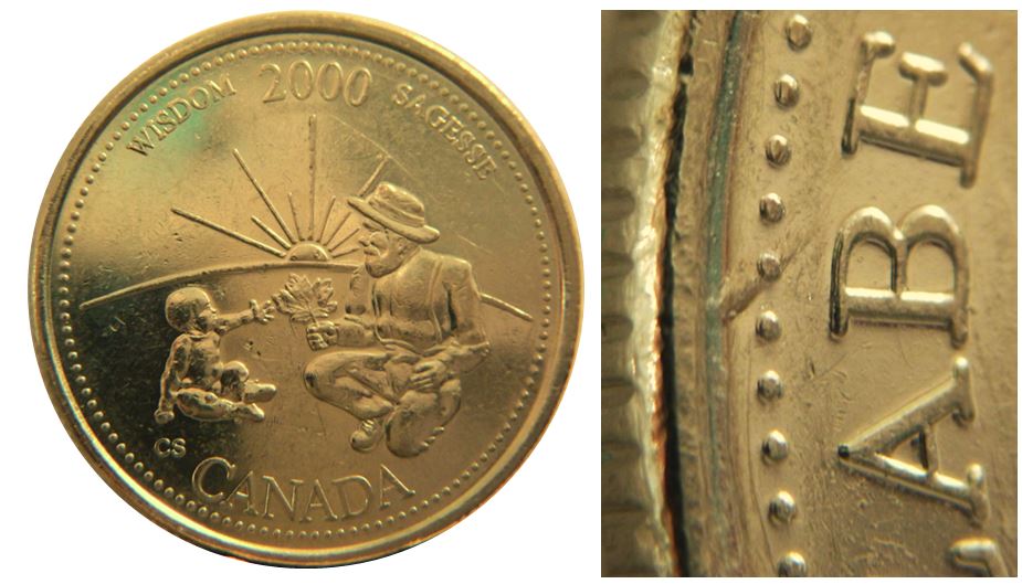 25 Cents 2000 Sagesse-Dommage du coin coté avers-1,.JPG
