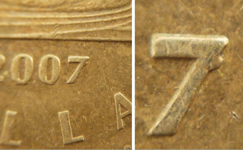 1 Dollars 2007-Éclat coin sur le 7-No.1.JPG