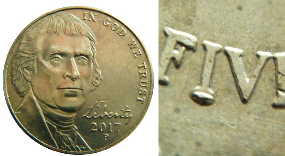 5 Cents 2017p usa-Pedestal sous i de five-1,.JPG
