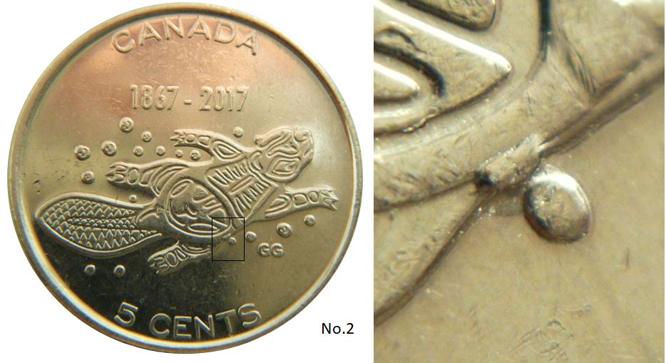 5 Cents 2017-Éclat coin sous abdomen du castor-No.2,.JPG