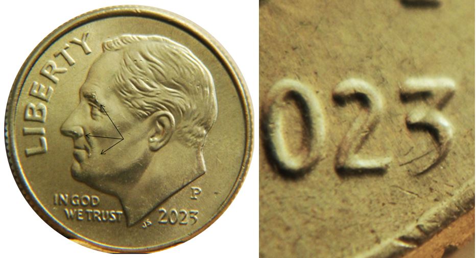 10 Cents 2023p usa-Bizare comme date-Accumulation visage-1.JPG