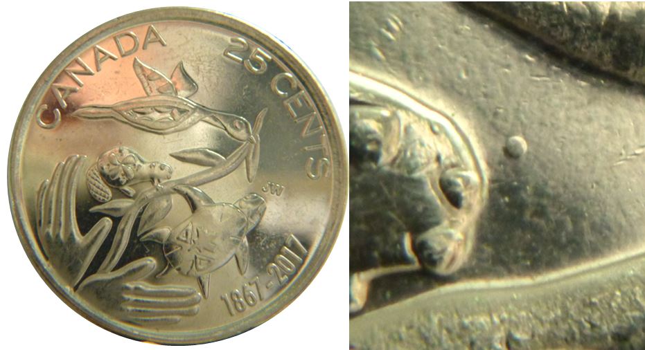 25 Cents 2017-canada 100-Point devant le castor-1,.JPG