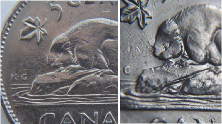 5 Cents 1963-Tête du castor écrasé-Devant L'effigie -2.JPG