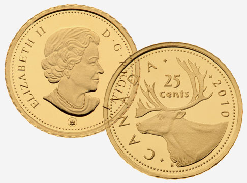 Pièce de 0,5 G en or fin 2010 - Caribou